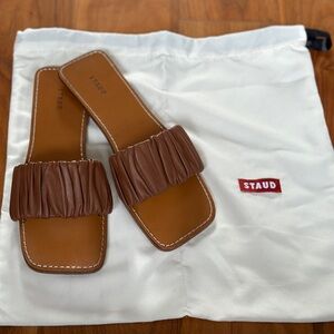 STAUD Nina Ruched Slides Size 37